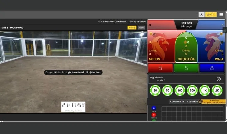 Giao diện đặt cược đá gà SA88