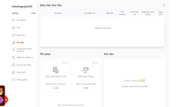 Giao diện rút tiền SA88